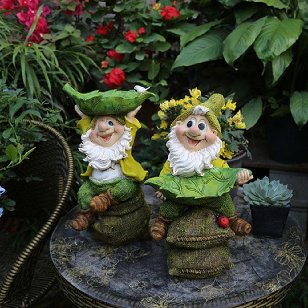 Ornamento De Escultura Anã , Alimentador De Pássaros De Gnomos À Prova D'água De Resina , Pátio De Tigela De Água De Pás