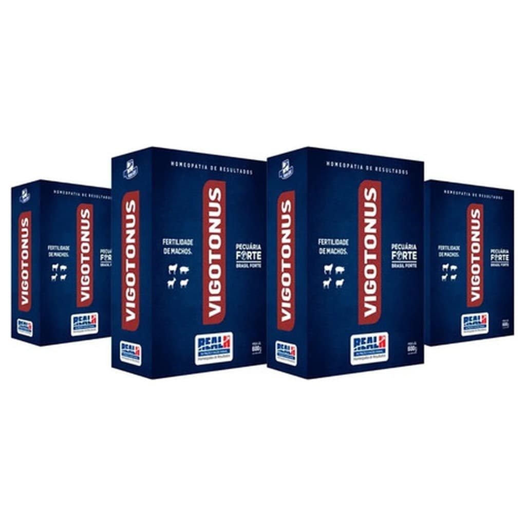 Kit 4 Unidades Vigotonus Real H 600g Fertilidade Machos Reprodutores Touros Carneiros Bodes Cachaços Suplemento
