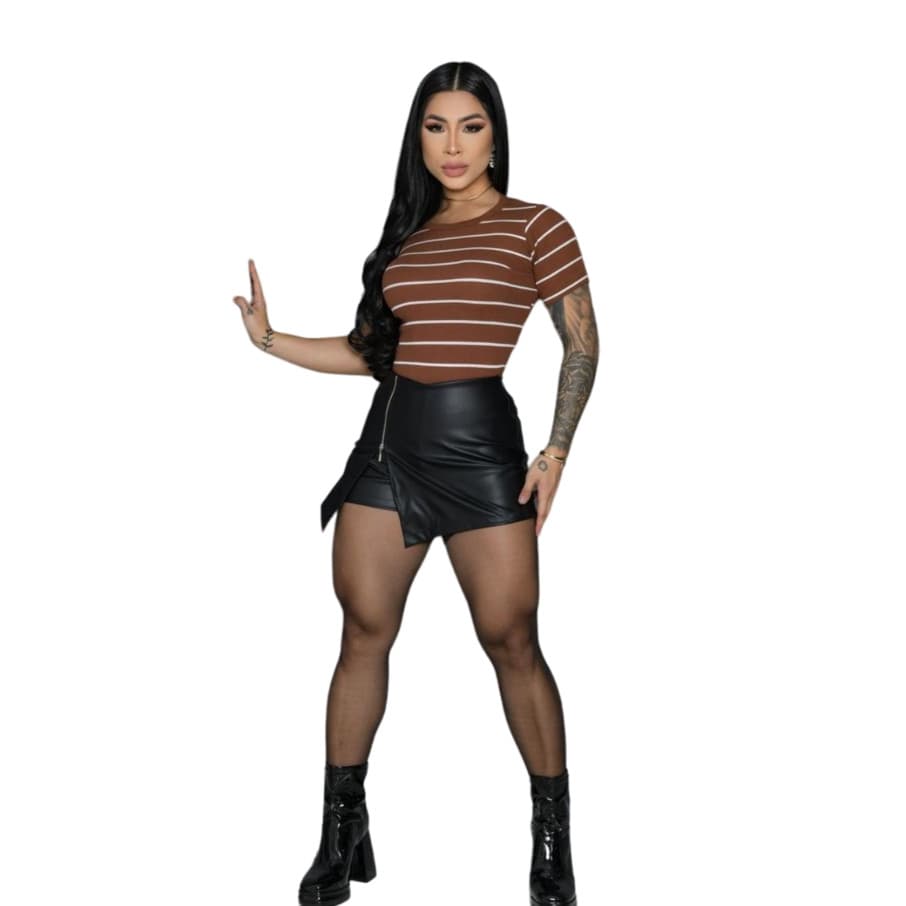 Blusa T-Shirt Listrada em Ribana Canelada Confortavel