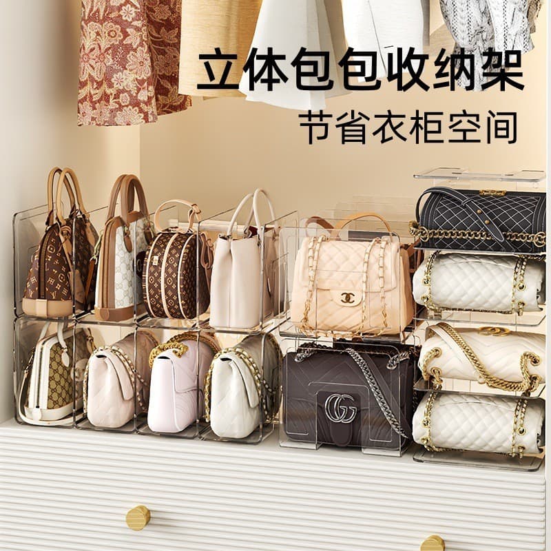 Bolsa de armazenamento guarda-roupa separador rack armazenamento para saco acrílico guarda-roupa organizador bolsa rack