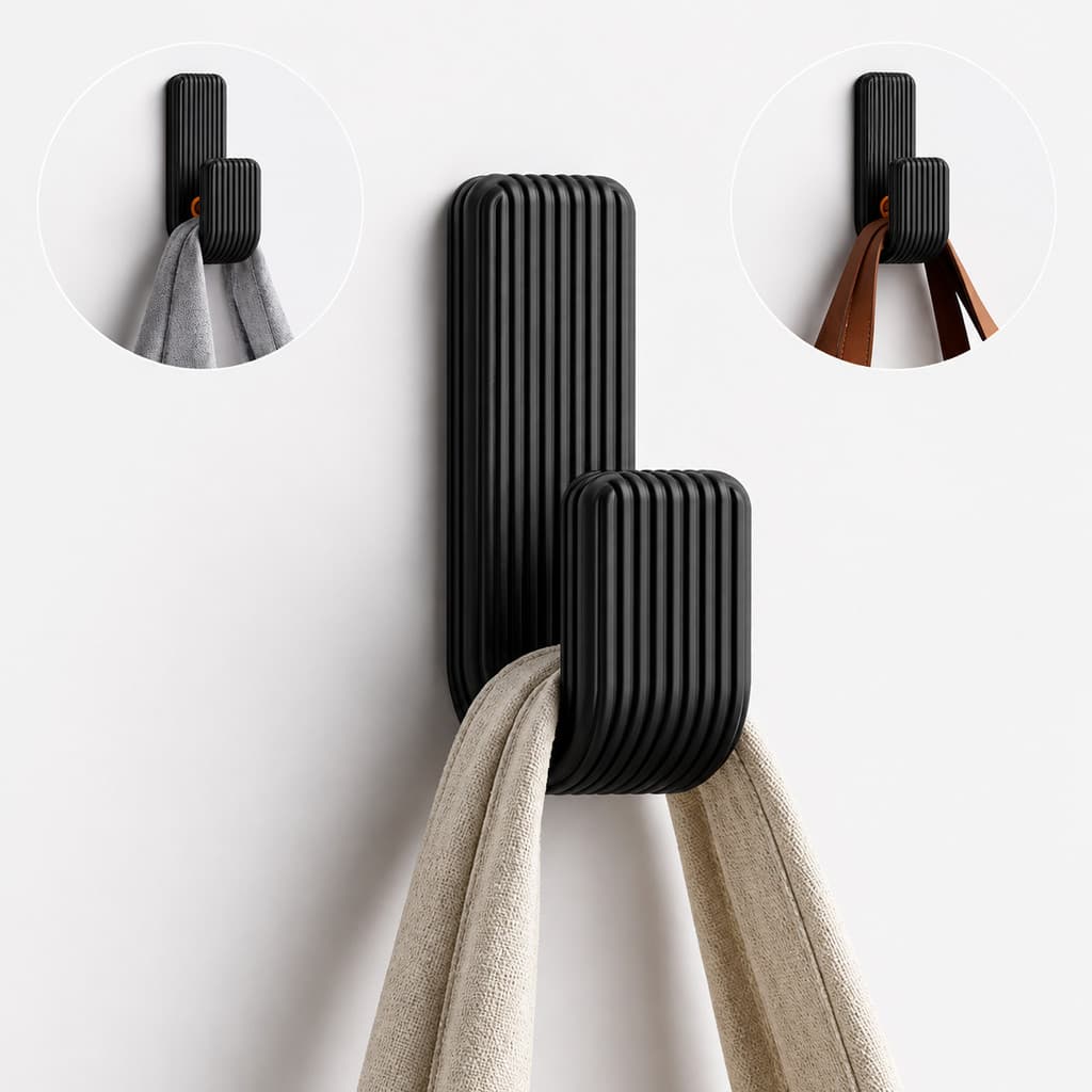 3 Ganchos Toalheiro de Parede Cabide Moderno Minimalista para Banheiro Premium