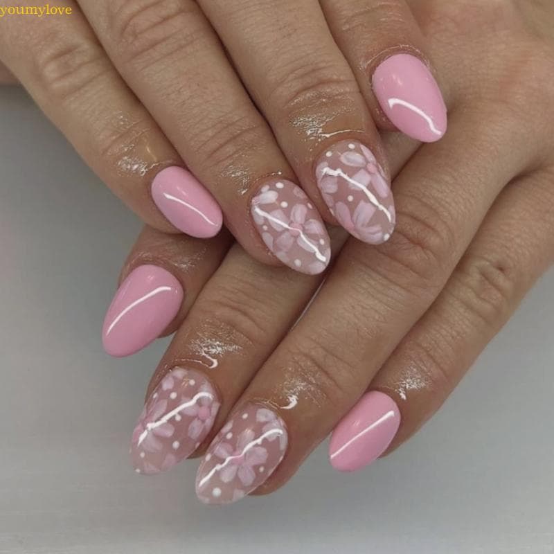 youmylove Pontas Unhas Amêndoa, Falsa Para, Prensa Flores Falsas Artificiais G