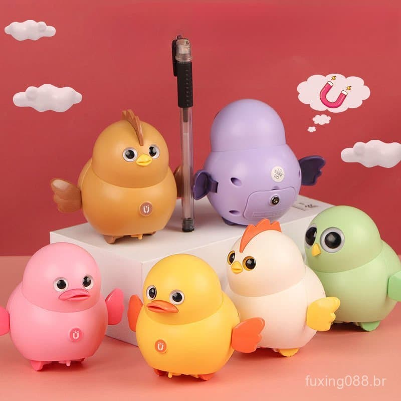 Bonito Magnético Balançando Andando Pintainho Brinquedo Leve Patinho Coruja Elétrica Brinquedos Magnéticos Criança