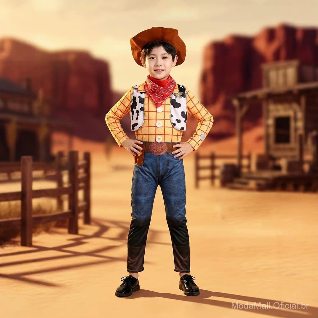 Fantasias infantis de Halloween para meninos e meninas, fantasias de cosplay do Woody e do Buzz Lightyear, fantasias par