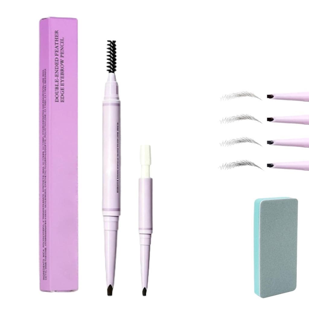 Sureia Brow Pencil , Kit De Lápis De Sobrancelha Com Borda De Pena De Ponta Dupla , Pincel Spoolie E Triangular Para Fác