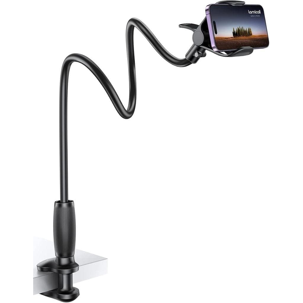 Suporte de Telefone Lamicall Gooseneck para Cama - [Clipe Estável Aprimorado] para Mesa, Cabeceira, Cama, Lado da Cama,