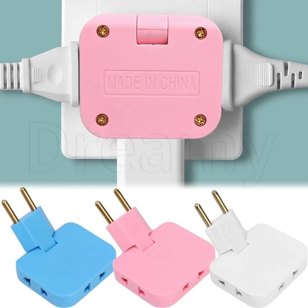 Adaptador Plug De Tomadas Padrão Europeu P/3 Tomadas 10A 180 Graus