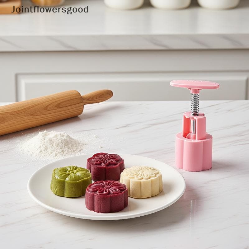 JTFG Prensa Manual Mooncake Mold Non-Sti Clear Flower Stamps Food Safe Para Mid Autumn Festival DIY Pastelaria Fazendo G