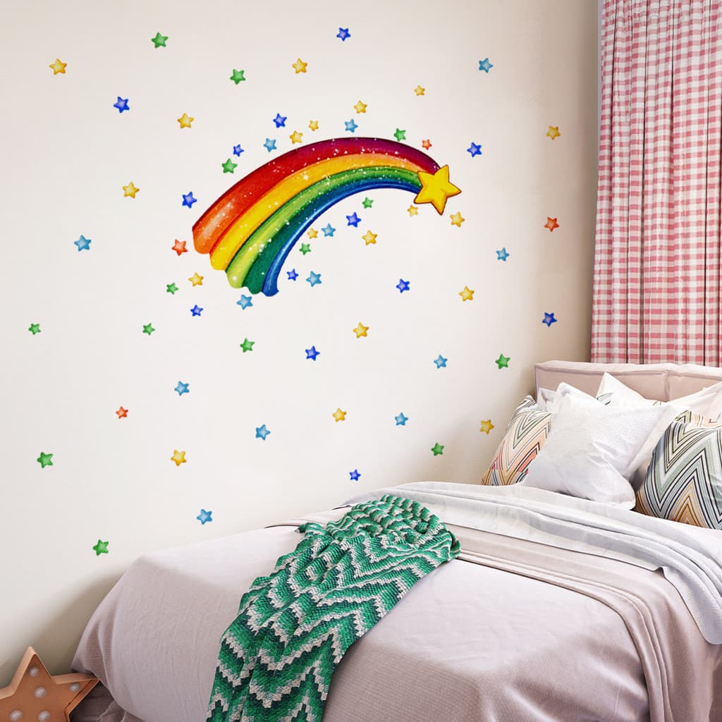 Adesivos de parede arco-íris estrela adesivos de parede sala de estar quarto crianças decoração de casa auto-adesivo ade