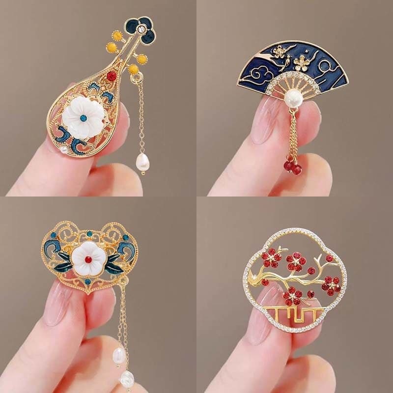 Retro chinês pingente pérola broche borla antigo Hanfu elegante acessórios pino broche estilo chinês Cheongsam jóias#现货复