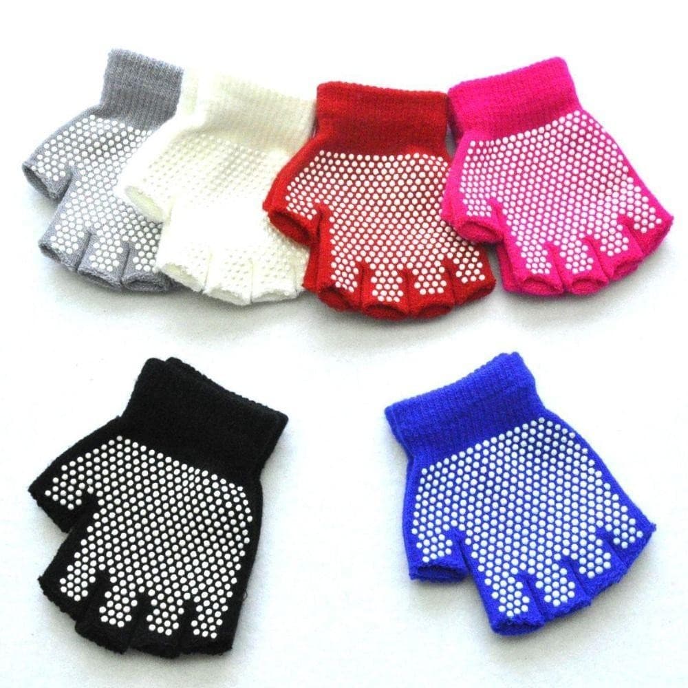 Luvas de Tricô para Crianças de 5 a 12 Anos, Antiderrapantes, Meio Dedo, Quentes, Macias, Luvas de Inverno