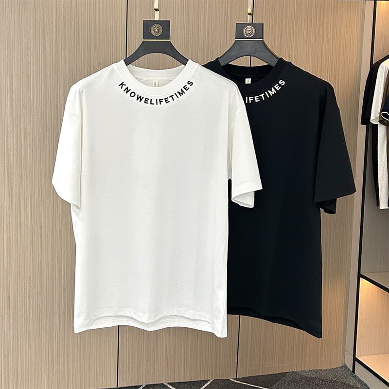 Verão branco de manga curta camiseta masculina verão Casual camiseta nova meia manga camiseta masculina All-Match Bottom