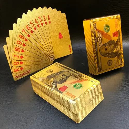 Baralho Dourado Premium 54 Cartas Impermeável Flexível Anti-Rasgo para Poker,Truco e Jogos de Cartas
