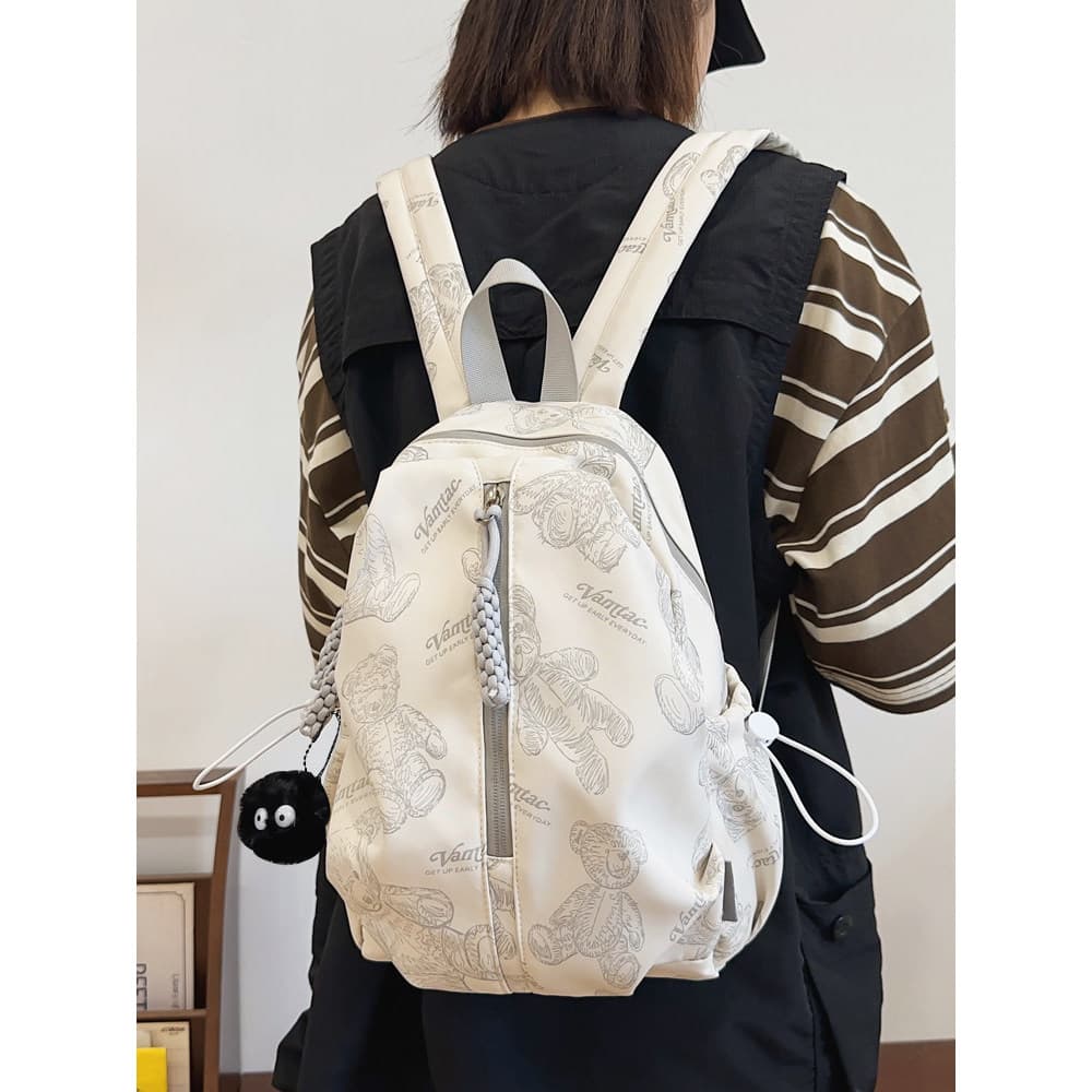 Viagem leve pequena mochila menina pesquisa bonito impresso urso pequeno saco de escola noite reflexiva iPad Tablet moch