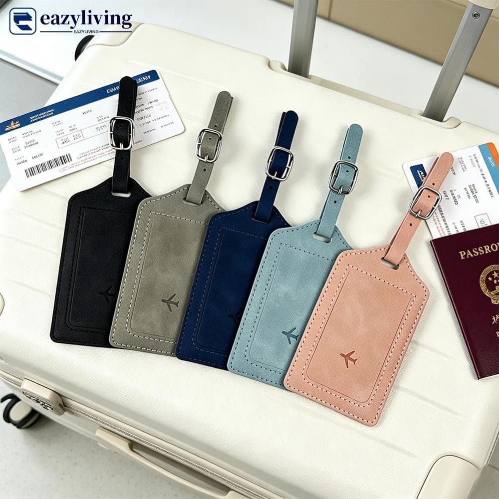 Etiqueta De Bagagem De Couro Da Moda EAZYLIVING Mala Portátil Com Papel Exclusivo Suporte De Identificação De Endereço D