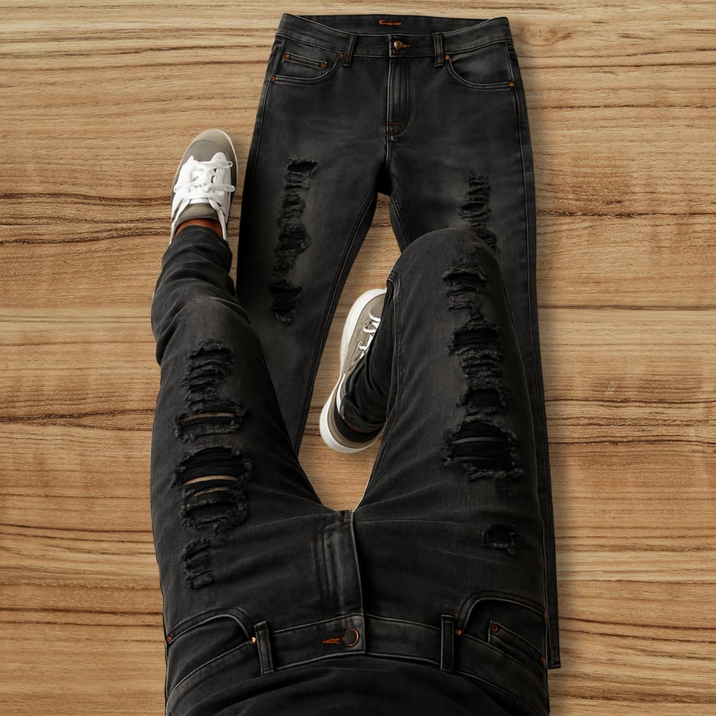 Calça Jeans Masculina Jogador Preta Estonada Premium Luxo, Exclusive