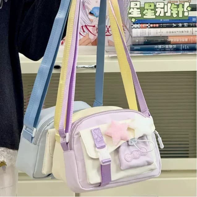 Saco roxo verão dopamina contraste cor menina saco bonito estudante viagem luz mensageiro saco do telefone móvel feminin