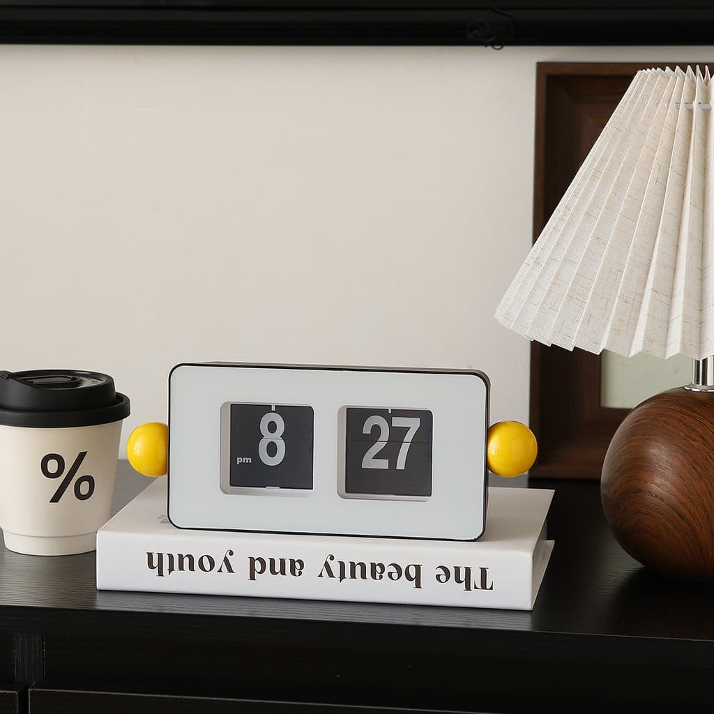 Página automática-Flip relógio eletrônico decoração De mesa Retro relógio mecânico pêndulo desktop relógio Digital sala