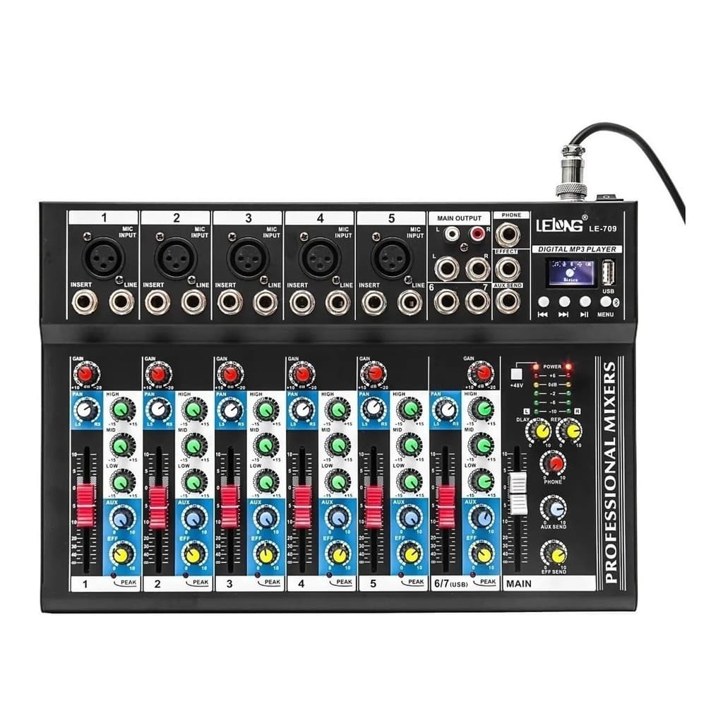 Mesa De Som Digital 6 Canais Bluetooth Usb Mixer Mp3