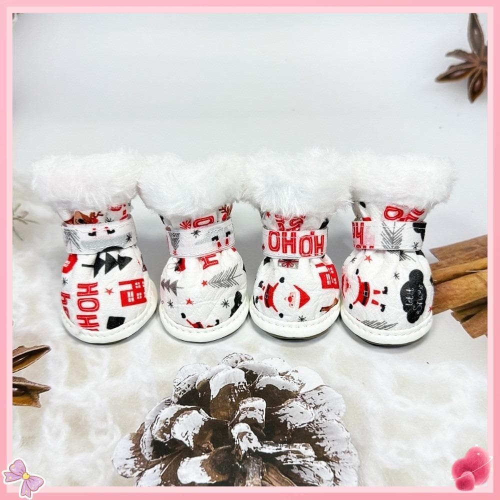 4 Pçs Sapatos Para Animais De Estimação , Antiderrapantes De Pelúcia Cães De Inverno , Moda Dos Desenhos Animados