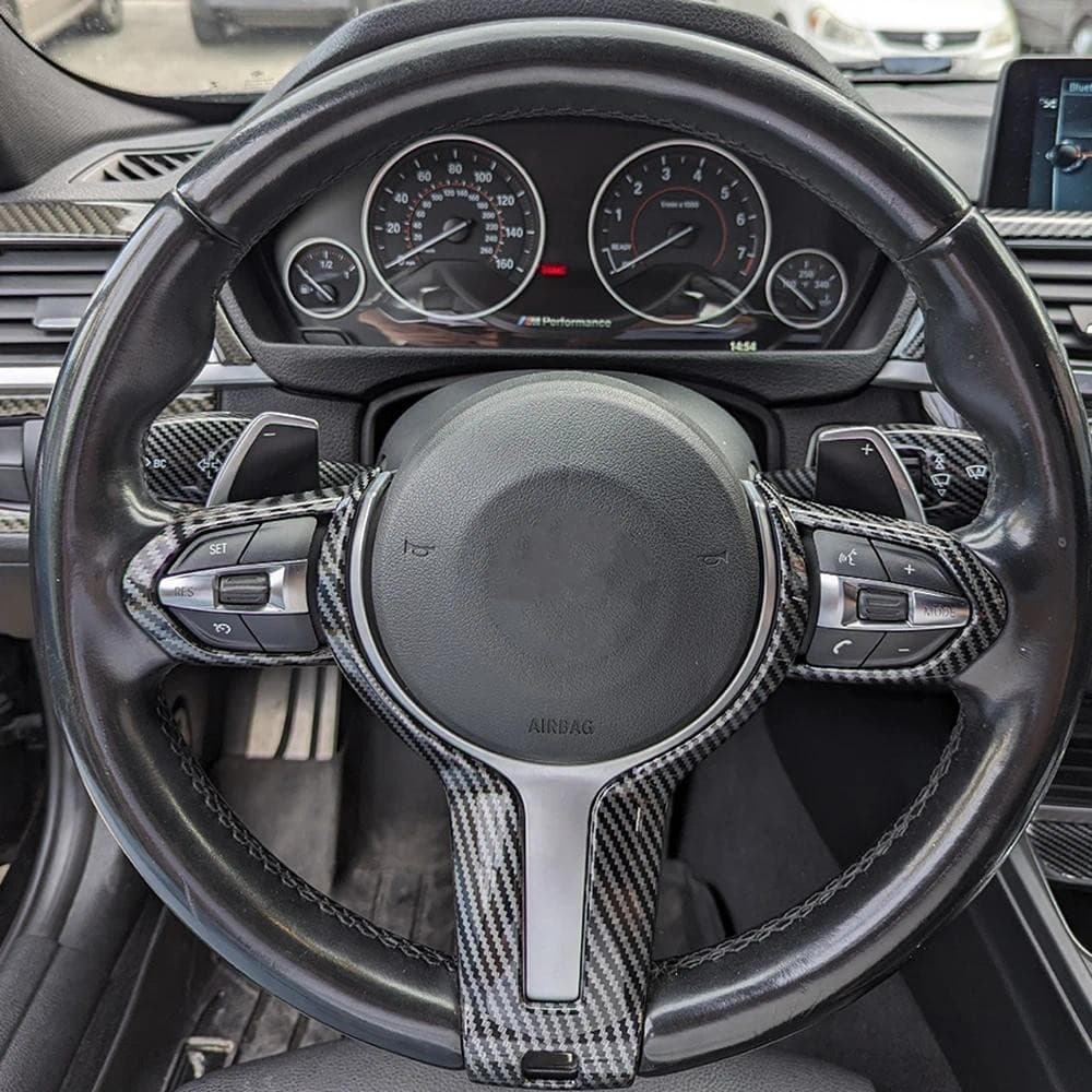 Painel De Volante De Fibra De Carbono Botão Capa Guarnição Para BMW F Chassi F22 F23 F30 F31 F34 F32 F33 F10 F15 X5 F16
