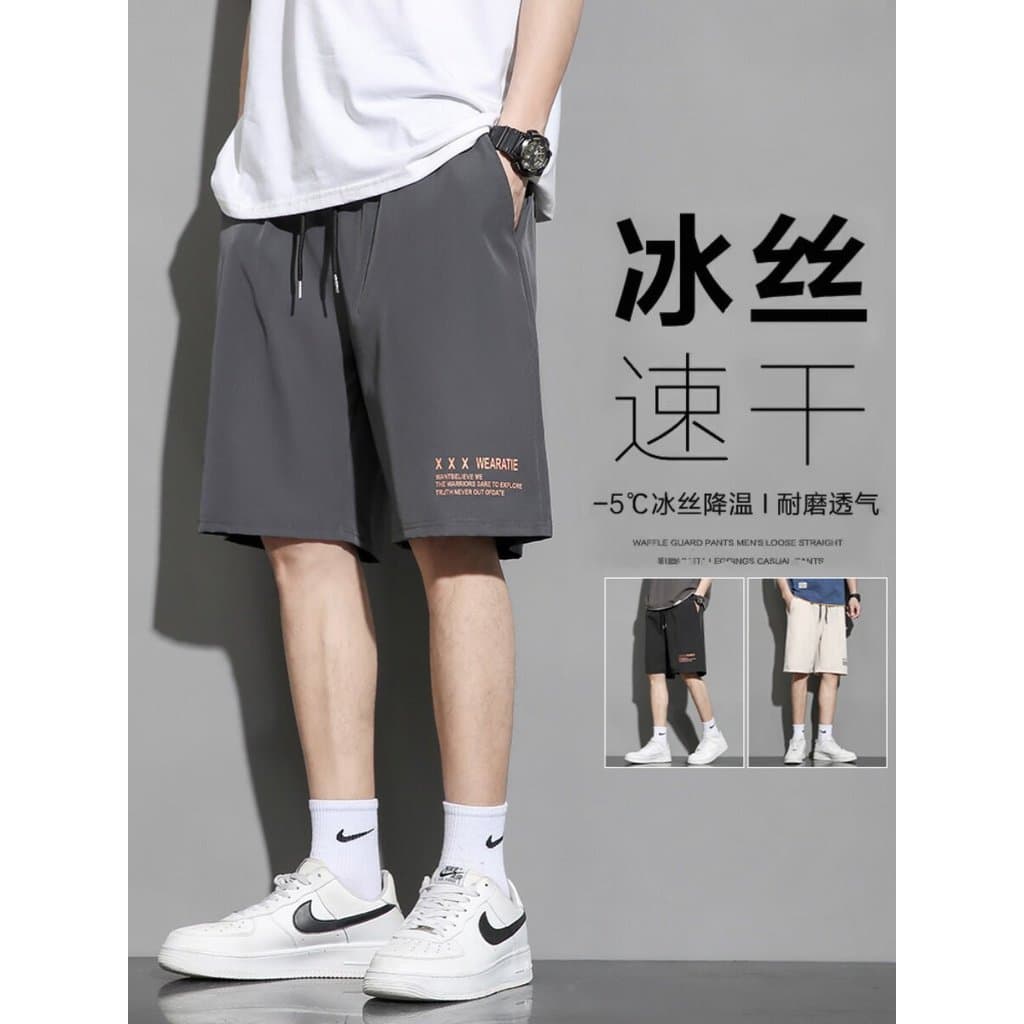 Plus Size mais Shorts de gordura masculino verão gelo seda estilo fino solto All-Match calças médias estilo fino esporte