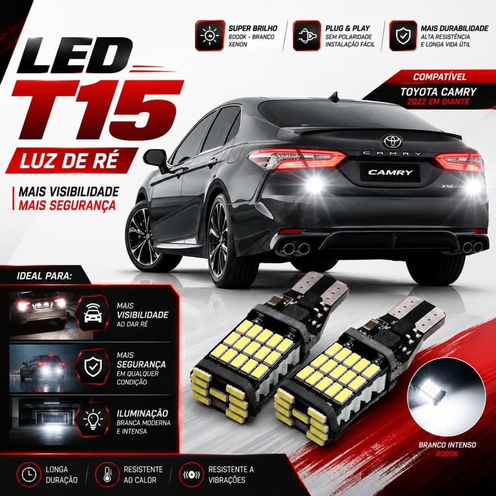 Kit Ultra Led Premium Luz De Ré Toyota Camry 2016 A 2022