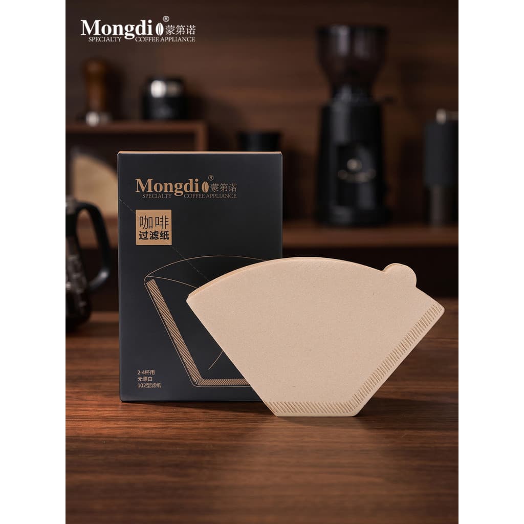 Mongdio filtro de café papel em forma de leque filtro de café feito à mão tipo gotejamento filtro de pó de café funil fi