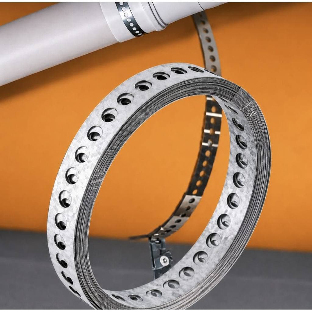 Fita Perfurada Galvanizada 40mm x 30 Metros para Fixação de Tubos, Eletrodutos e Instalações