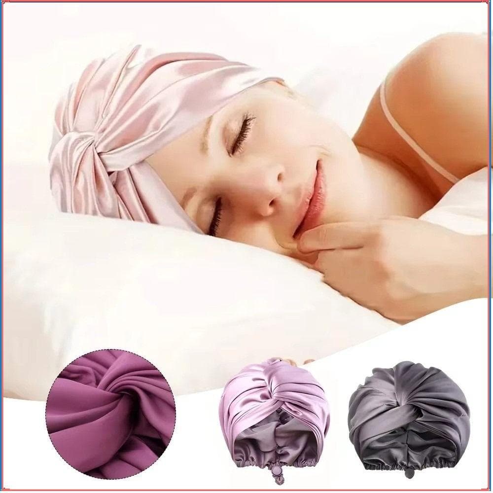 Touca De Dormir  , Turbante Torcido Cruzado Ajustável De Camada Dupla , Gorro Elástico De Cetim De Seda Para Quimio