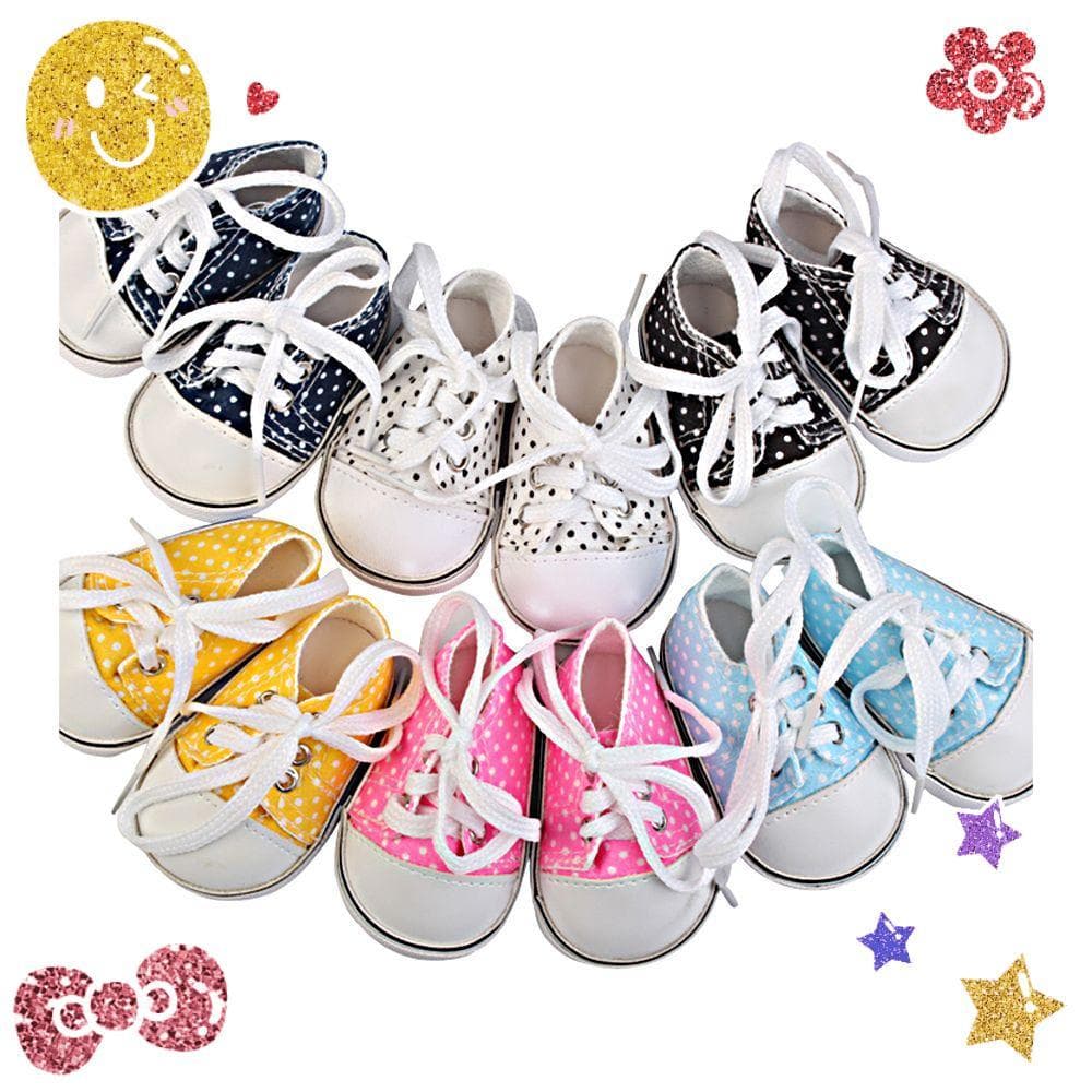 Sapatos De Boneca De 7 Cm , Brinquedos 18 Polegadas , Lona Feitos À Mão