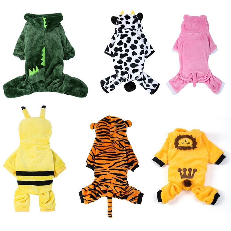 Roupa para Cães e Gatos de Estimação Dinossauro Picchu Tigre Flanela Traje de Quatro Patas GKOF