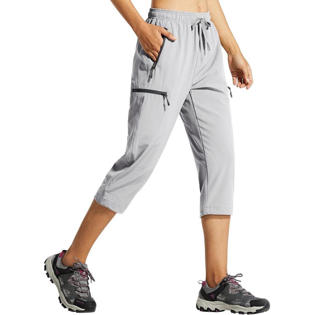 Calças Capri Femininas Libin, Leves, de Secagem Rápida, Cargo, para Caminhada, Viagem, Casual, com Bolsos com Zíper