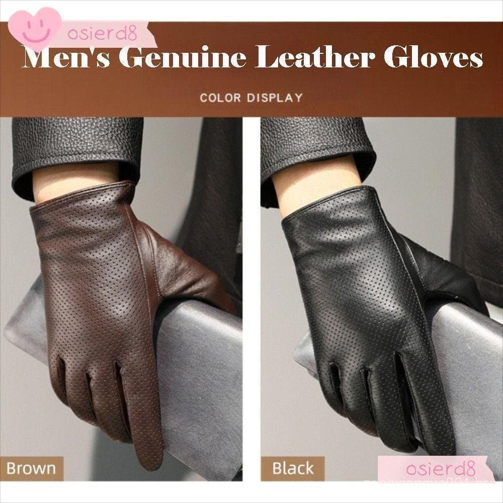 Luvas de Couro de Pele de Carneiro OSIERD, Luvas de Motocicleta Masculinas de Couro Genuíno, Quentes, Isoladas e com Tel