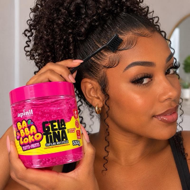 Kit Baby Hair perfeito e sem frizz Gelatina + Escovinha 2 em 1 500g para Cabelos Cacheados e Encaracolados