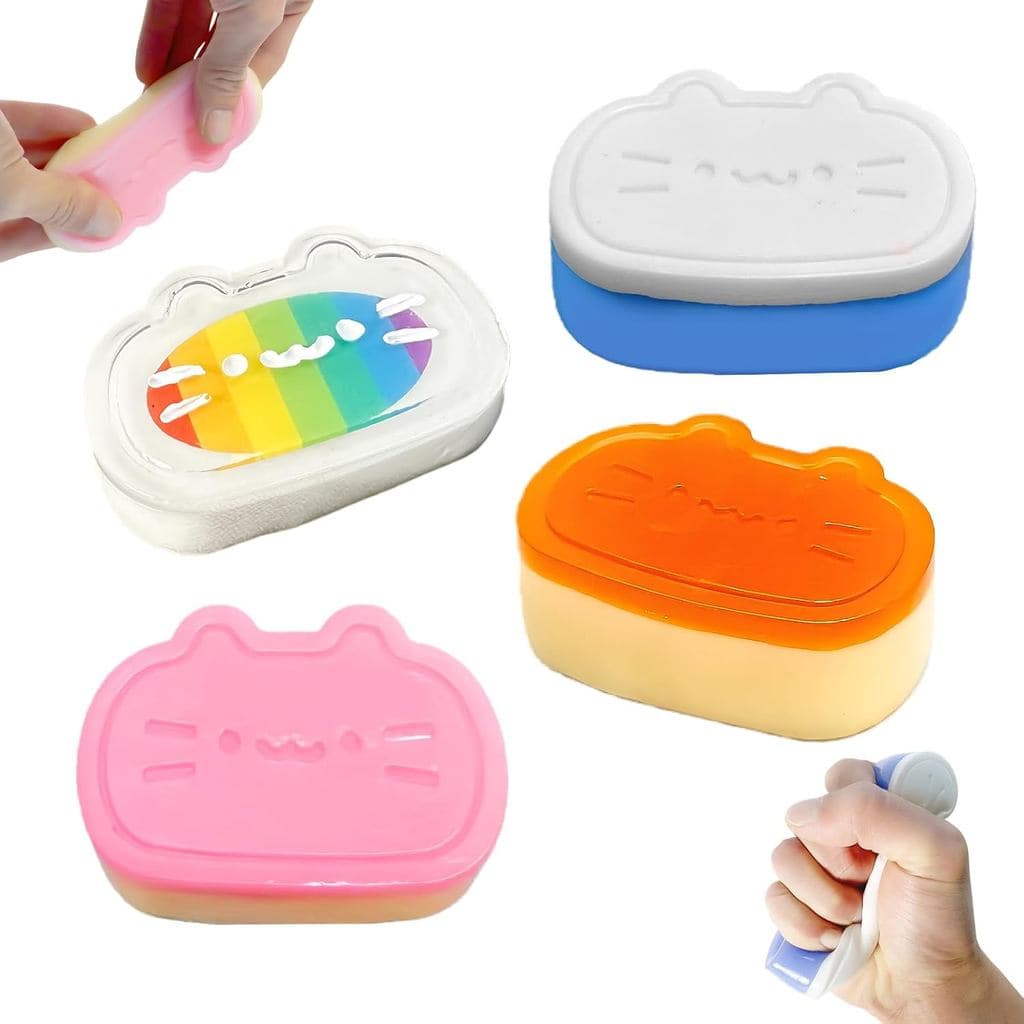 Echehi 4 Peças de Brinquedos Macios de Gatinhos Fofos - Brinquedo Sensorial Antiestresse Macio e Elástico para Crianças
