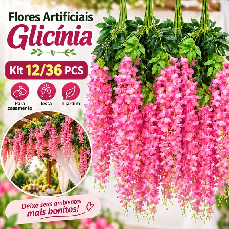 kit 12/36 Flores artificiais Kit Flores Artificiais Glicínia  Grande Pendente  Decoração Casamento Festa Jardim