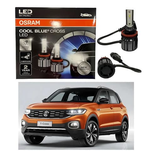Kit Ultra Led T-cross Milhas Neblina Osram Original H11 Bran H11 Branco Branco-frio