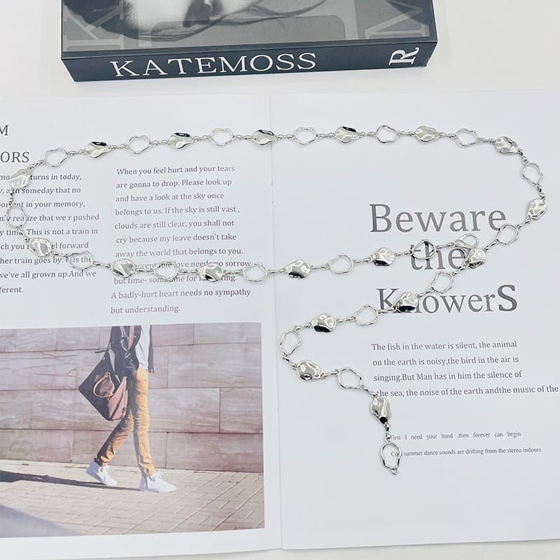 Corrente de cintura feminina com lantejoulas de Metal prateado, cinto combinado, adequado para ternos combinando, vestid