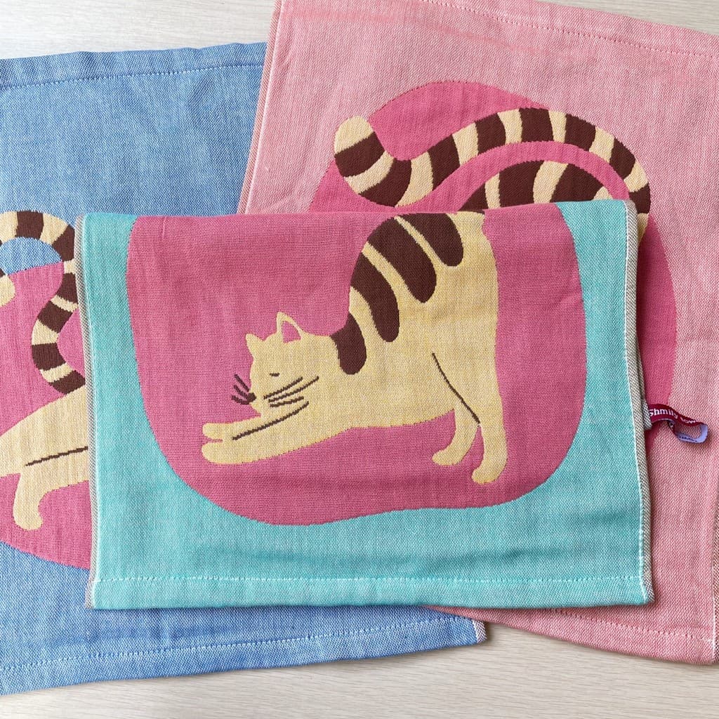 Gato mantimentos gato japonês estiramento cintura puro algodão toalha quadrada dos desenhos animados macio absorvente co