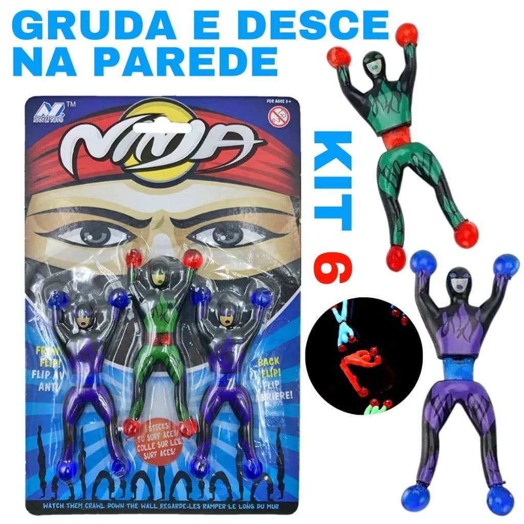Kit 6 Bonecos Ninjas Escaladores – Maleáveis, Divertidos e Interativos