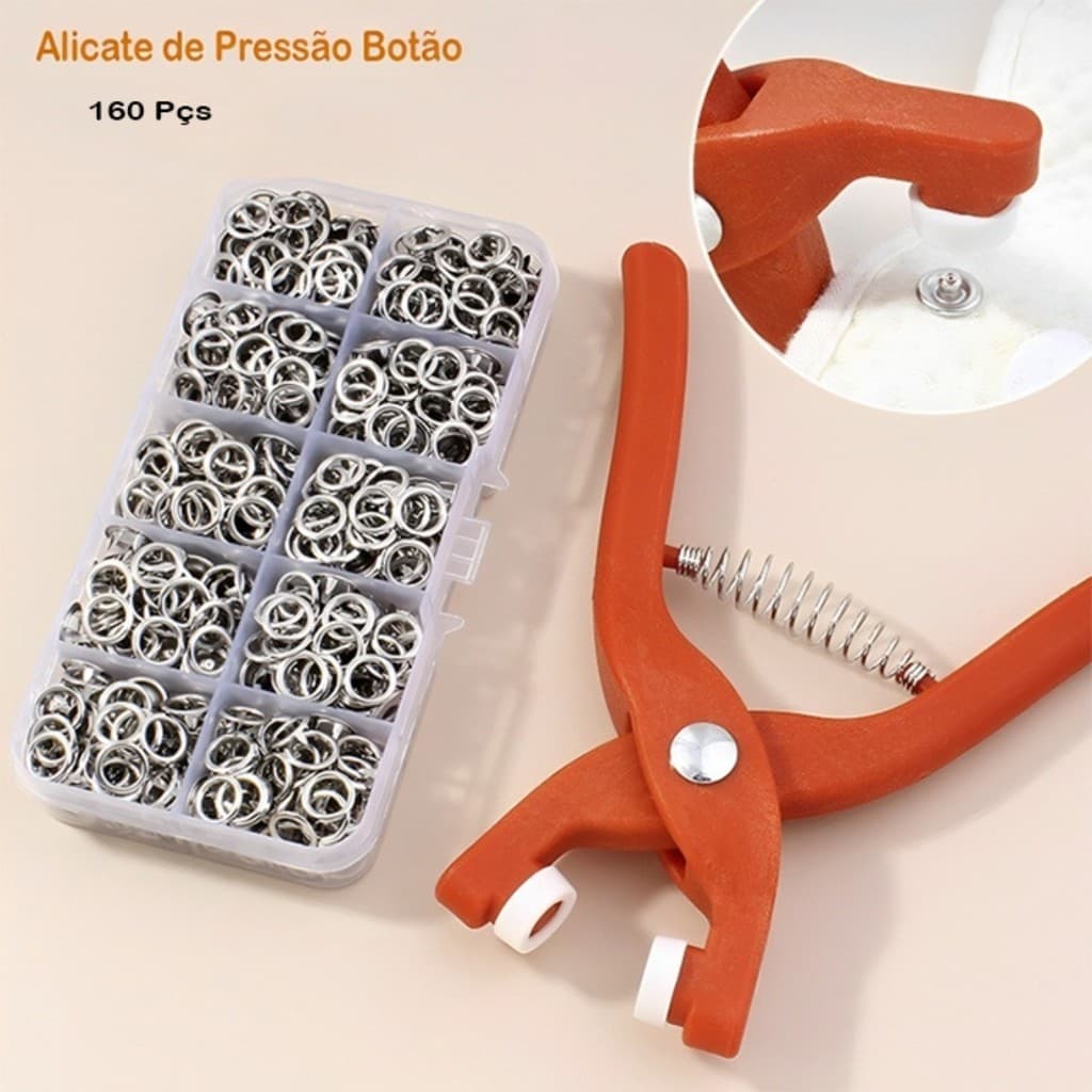 Alicate De Botões Fixador Prensa Manual Ferramenta Com180 Peças Para Roupas/Acessórios Sem Costura