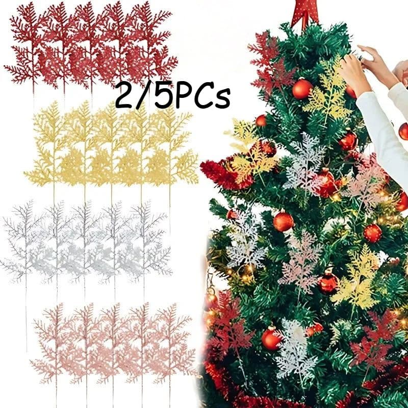 2/5 Pçs Série Tema De Natal DIY Decoração De Presente Glitter Folhas De Ouro Árvore Flores Plantas Ramos De Pinheiro Pen