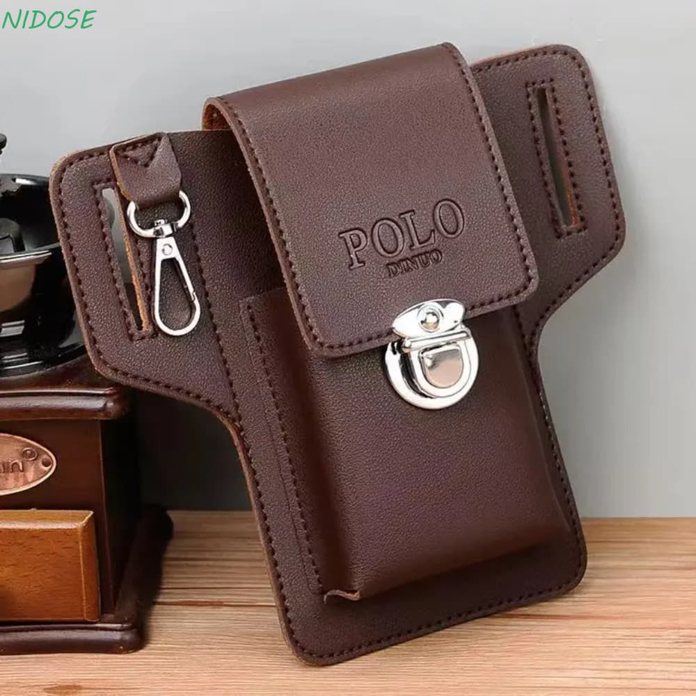 Cintura De Telefone NIDOSE , Couro De Cinto Masculino PU De Cor Sólida , Bolsas Casuais De Viagem