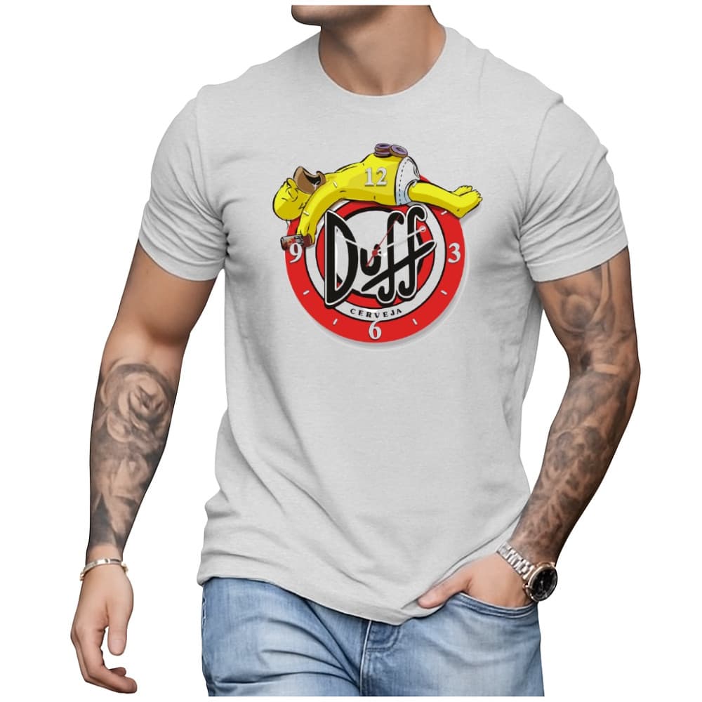 Camisa Básica Estampada Camiseta Maga Curta Algodão Casual Homer Duff