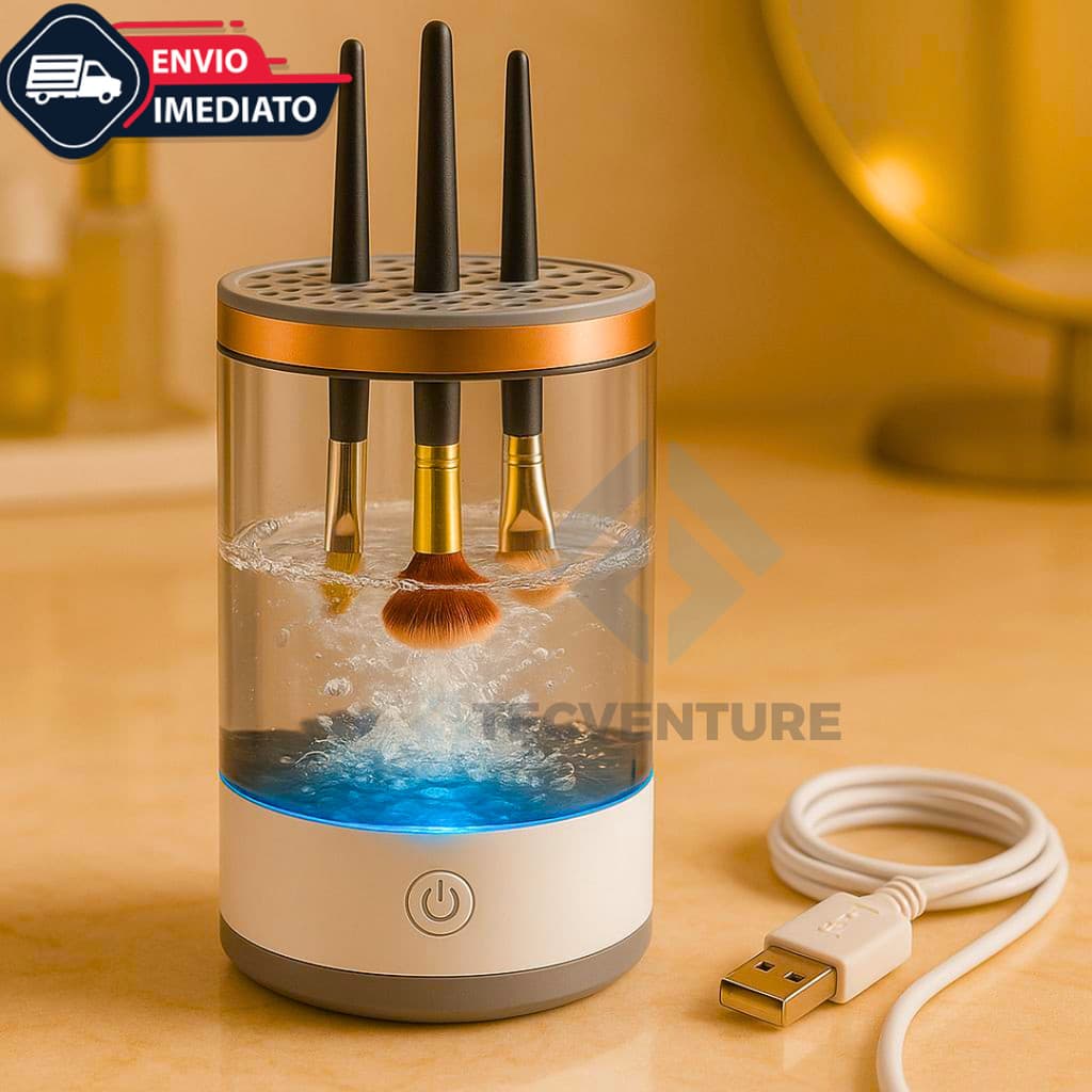 Limpador Automático USB para Pincéis e Esponjas de Maquiagem – Elétrico e Portátil