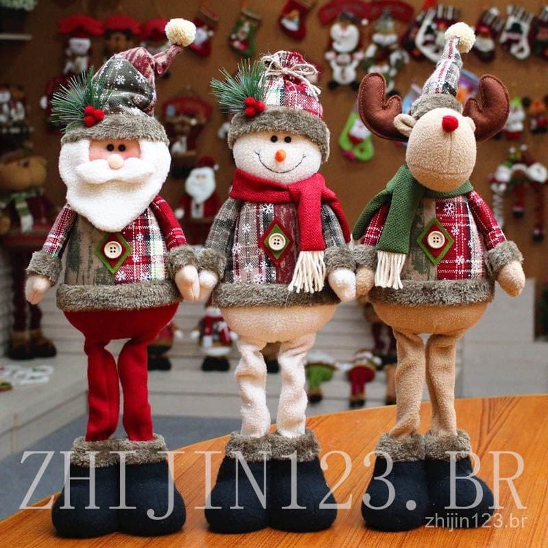 Grande Boneco de Natal Papai Noel Boneco de Neve Rena para Decoração de Casa/Janela N68V