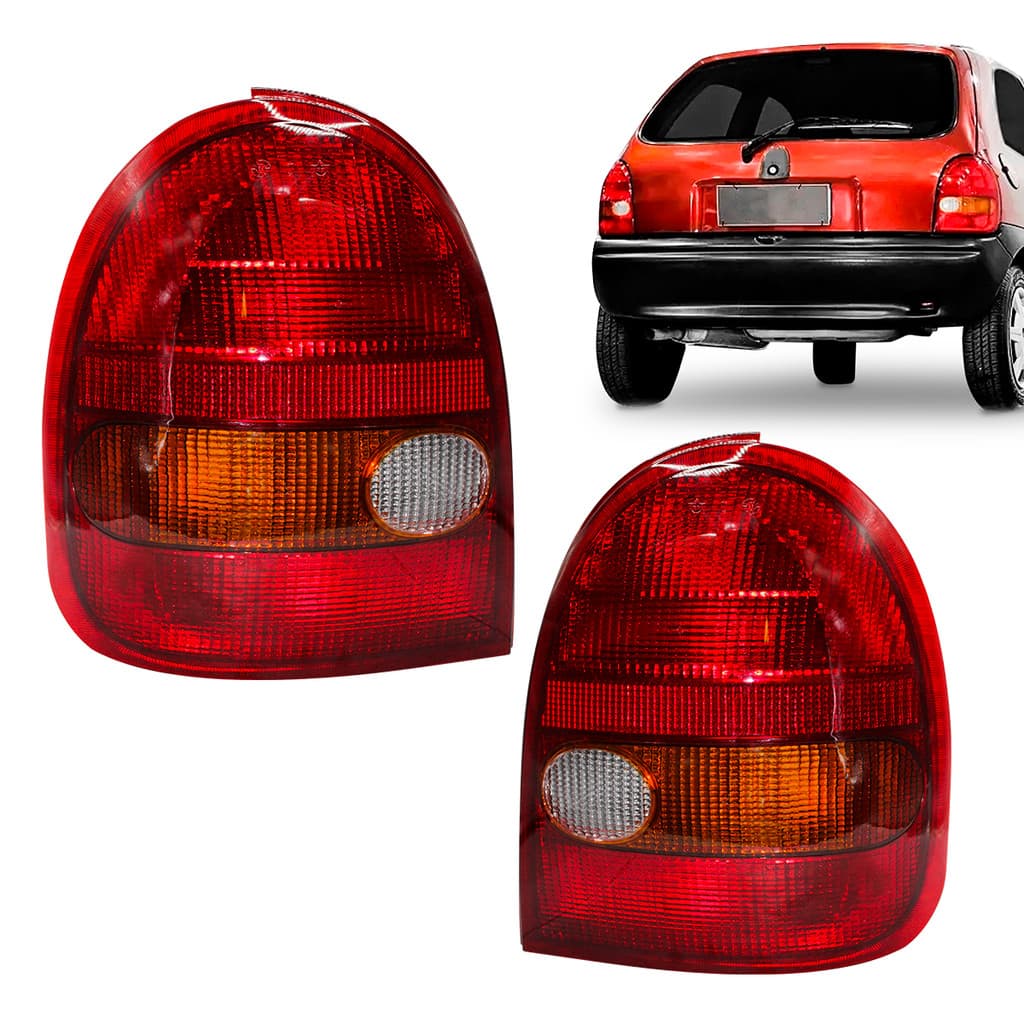 Par Lanterna Traseira GM Corsa 1994 até 1999 Tricolor