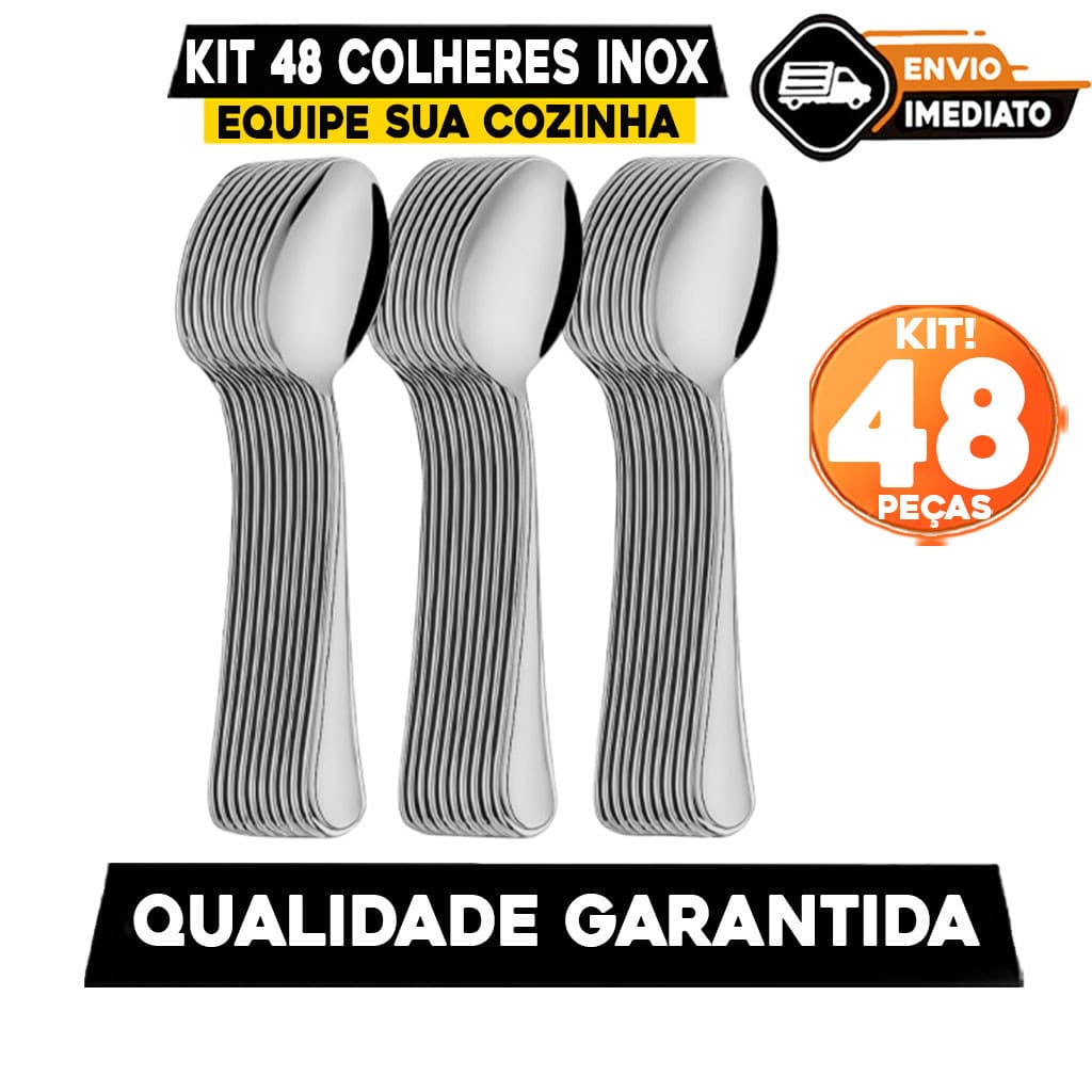 Jogo de Talheres 48 Peças Colher de Sopa em Aço Inox Jogo de Talher Colheres de Mesa