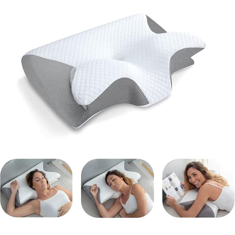1pc Travesseiro Cervical De Espuma De Memória , Ortopédico De Contorno Ergonômico 2 Em 1 Para Dor No Pescoço , Travessei